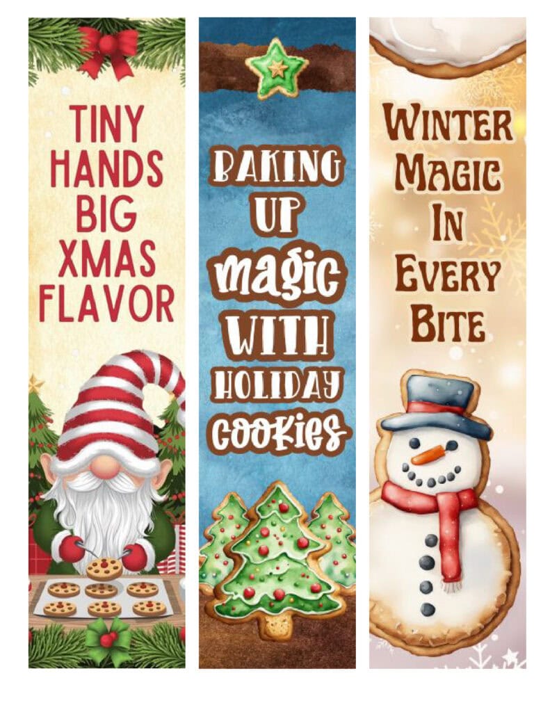 15 christmas cooking bookmarks - free printable